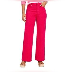 LOFT, wide leg high rise jeans, pink